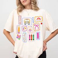 Beige Back To School Collage Comfort Tee