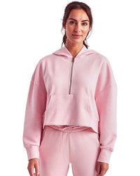 Pink Half Zip Hooded Crop