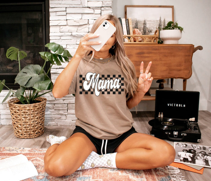 Puff Paint Mama Checkered Comfort Tee