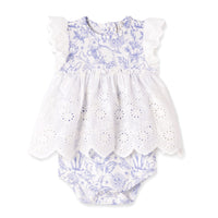 Easter Bunny Toile Lace Skirted Bodysuit