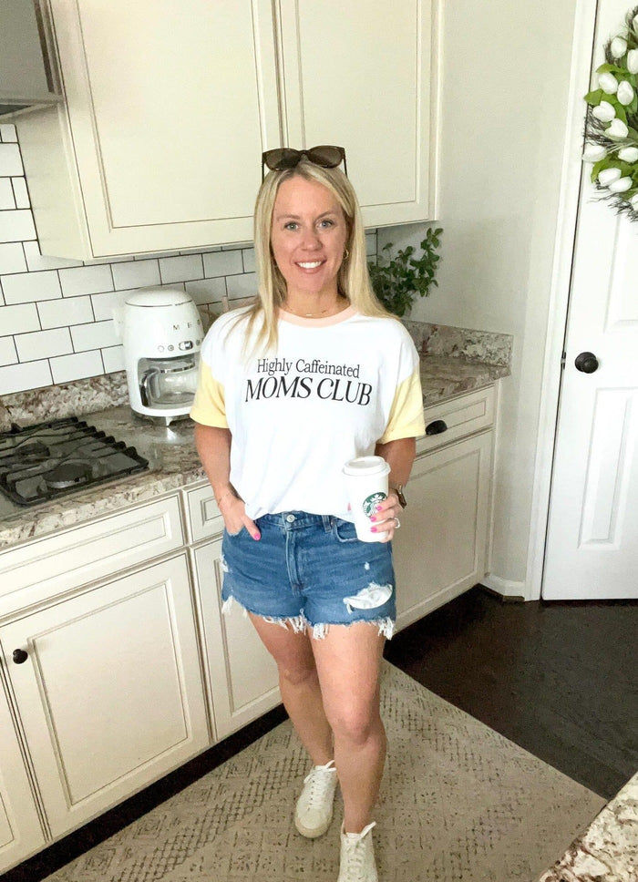 Highly Caffeinated Moms Club Colorblock Tee
