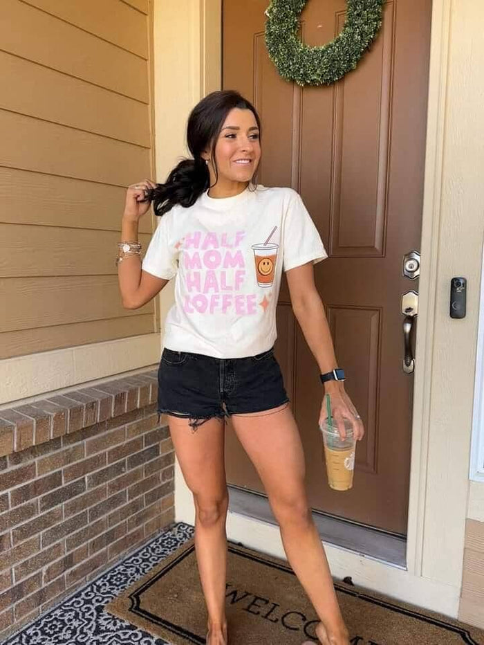 1/2 Mom 1/2 Coffee Comfort Tee