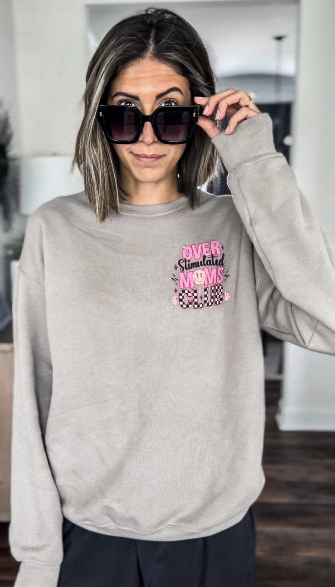 Retro Overstimulated Moms Club Pullover