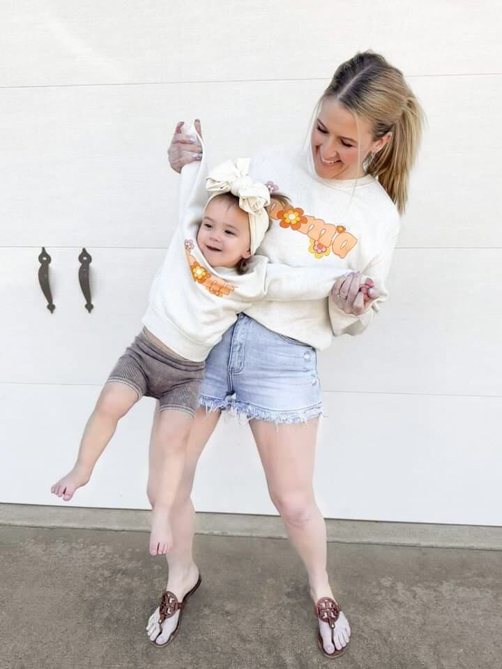 Retro Flower Mama and Mini Crew Set