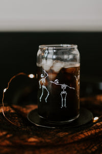 Dancing Skeleton Can Glass