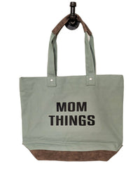 Mom Things Canvas Leather Tote