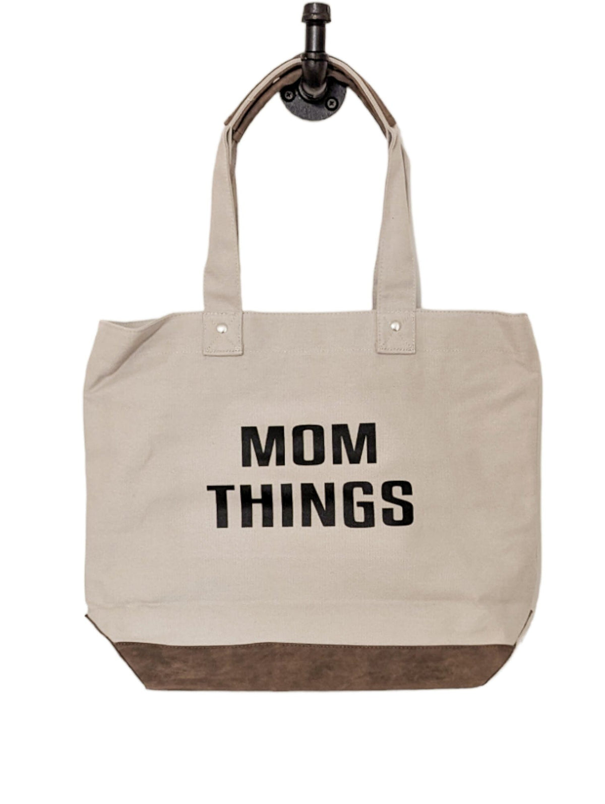 Mom Things Canvas Leather Tote