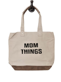 Mom Things Canvas Leather Tote