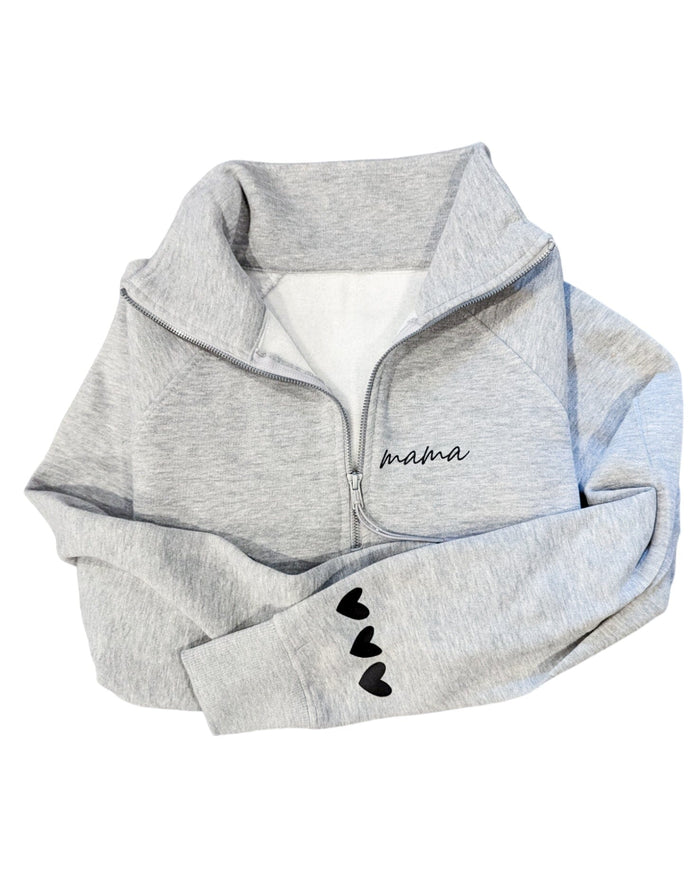 Grey Boxy Half Zip Fleece