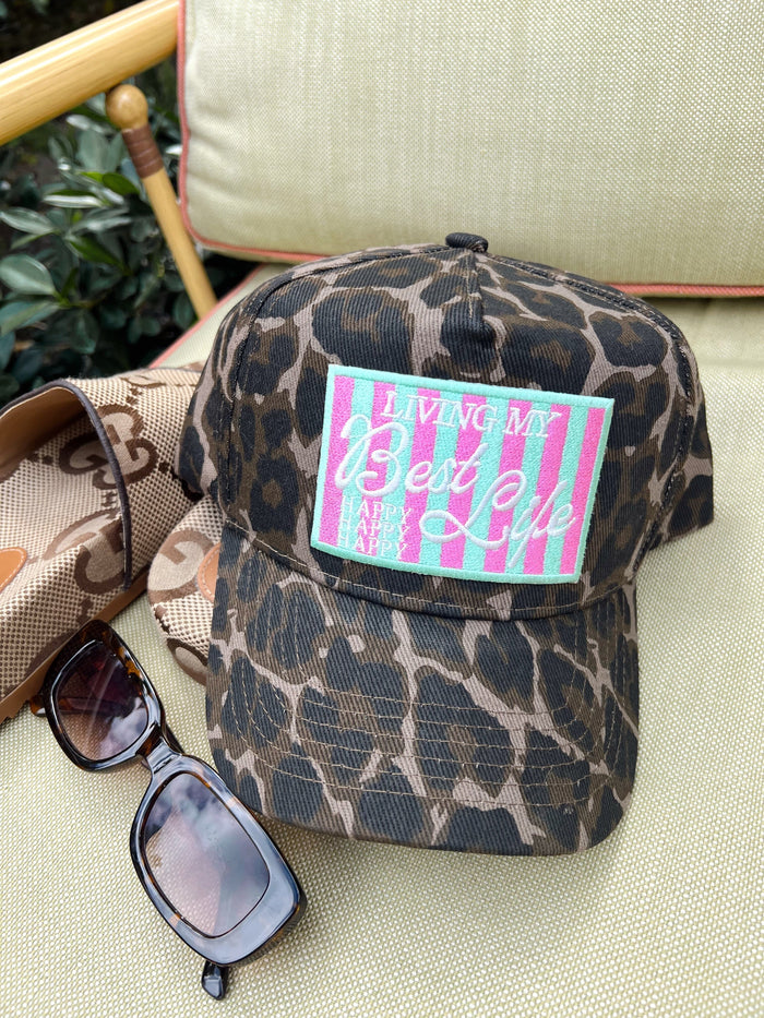 Living my Best Life - Leopard Vintage Trucker Hat