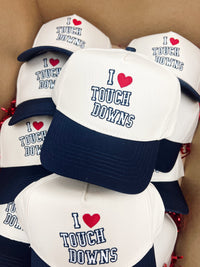 I Heart Touchdowns - Navy Vintage Trucker Hat