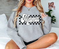 Grey Puff Paint Checkered Mama Crew