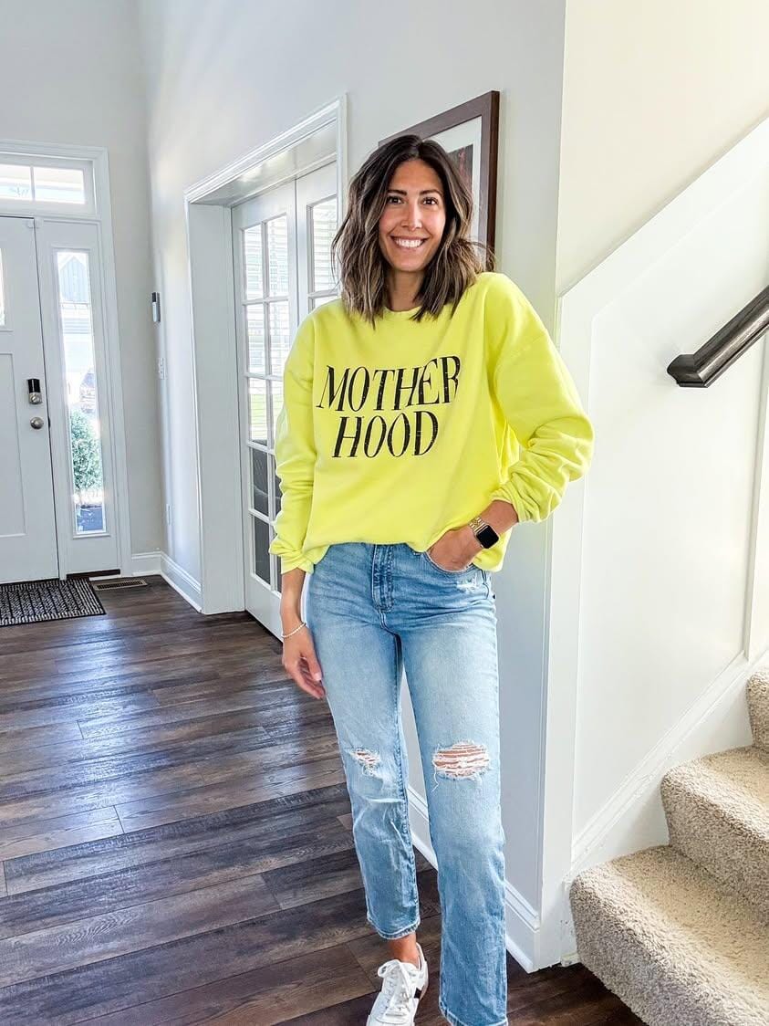 Neon Distressed Motherhood Pullover