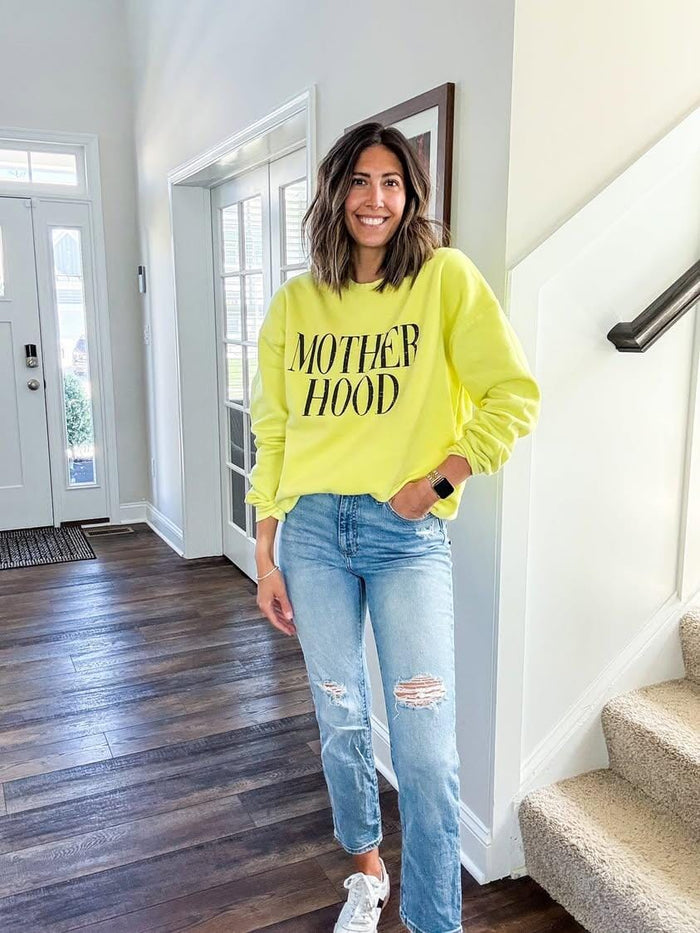 Neon Distressed Motherhood Pullover