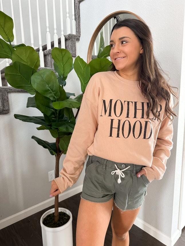 Tan Distressed Motherhood Pullover