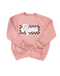 Mauve Checkered Mama Crew