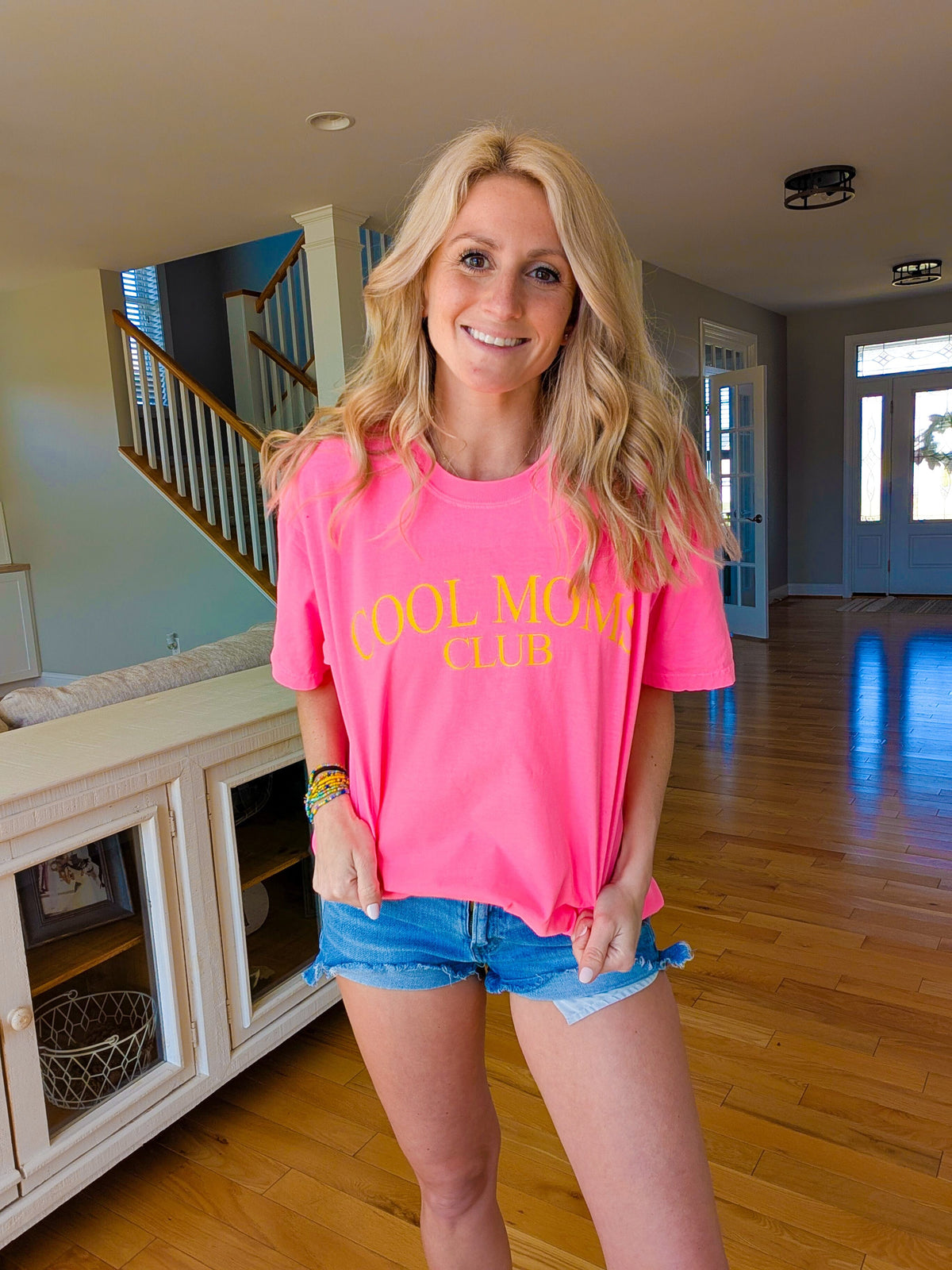 NEON Pink Cool Moms Club Comfort Tee