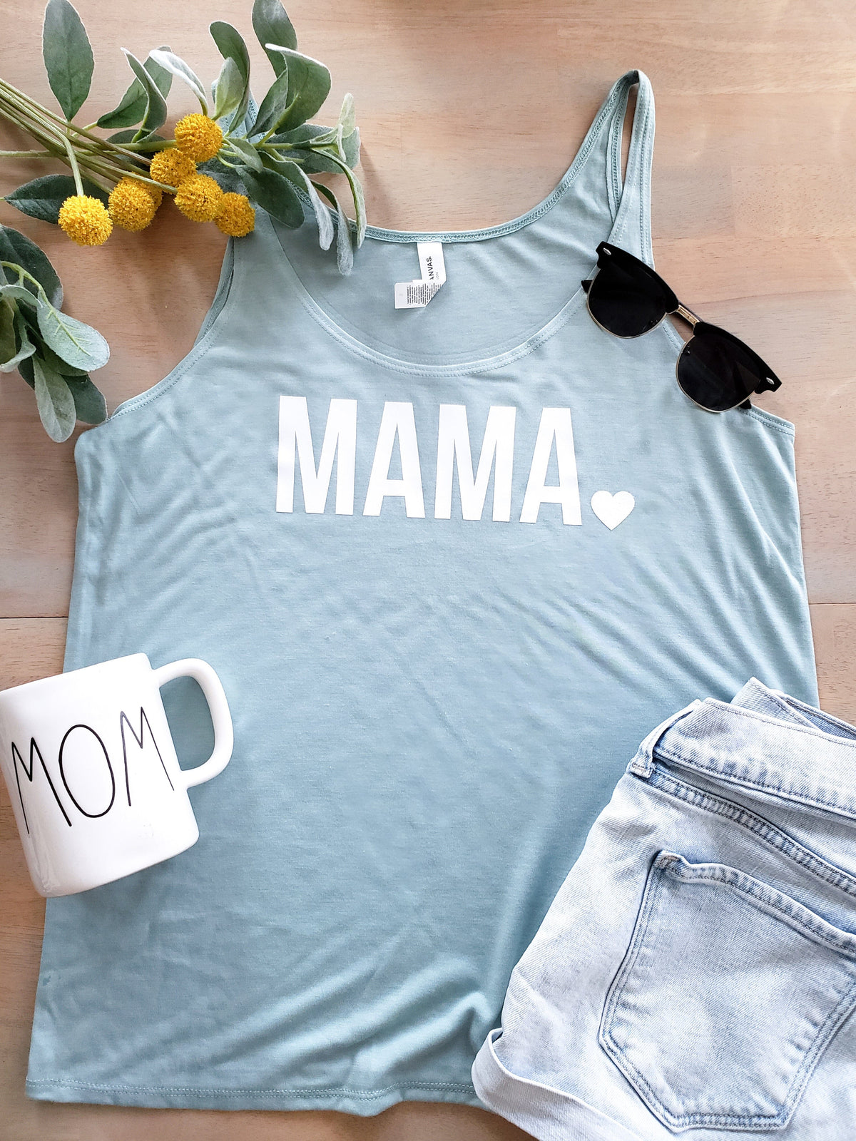 MAMA Dusty Blue Slouchy Tank