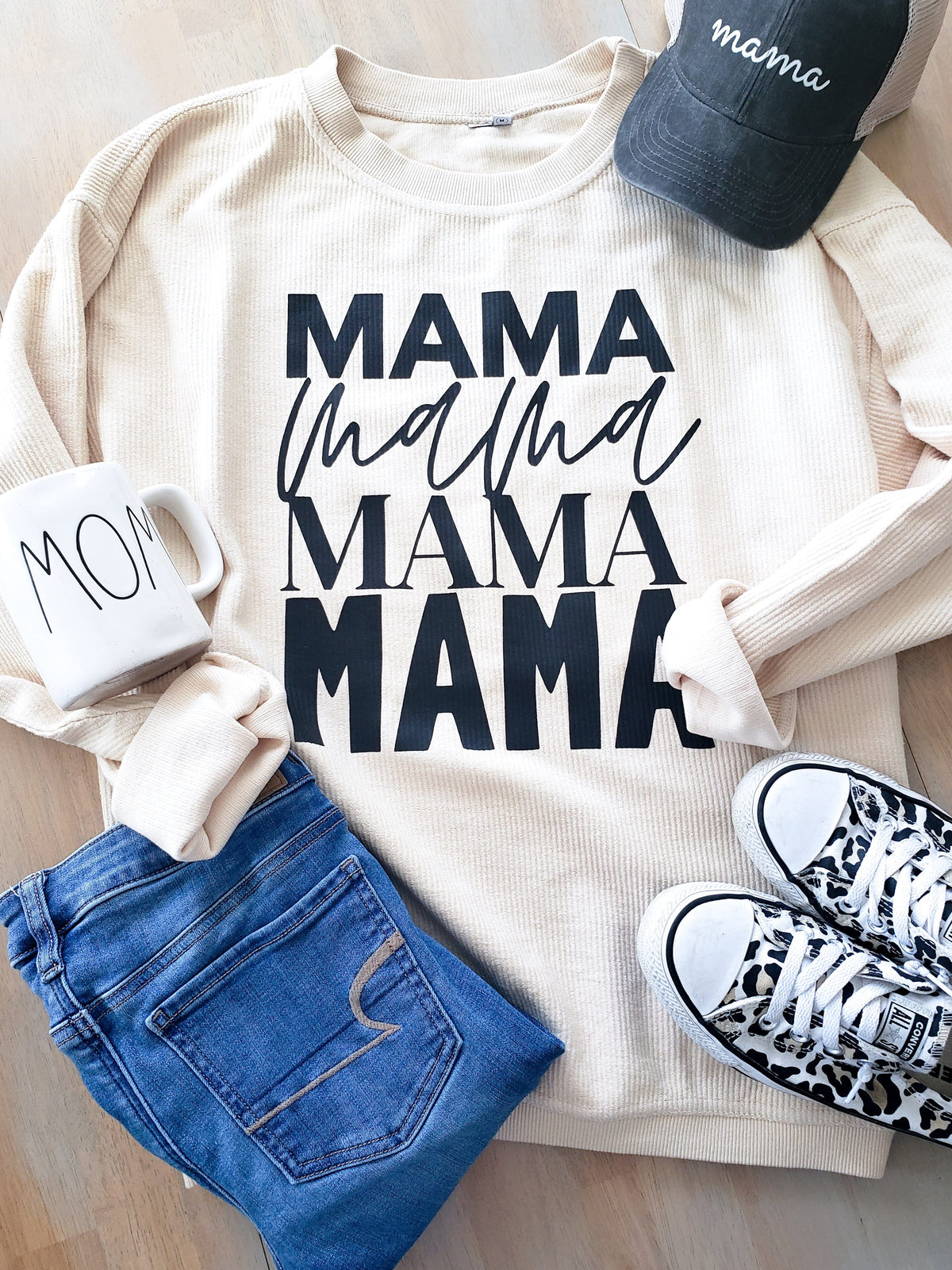 Mama Repeat Oatmeal Corded Crew