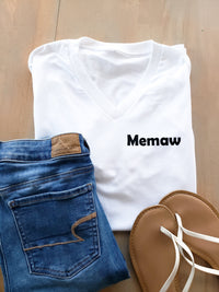 Memaw Basic V-Neck Cotton Tee