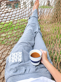 Grey and White Striped Lounge Pants