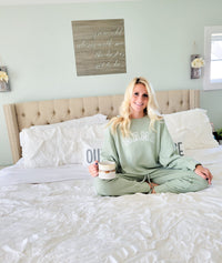 Sage Waffle Knit Sweatshirt