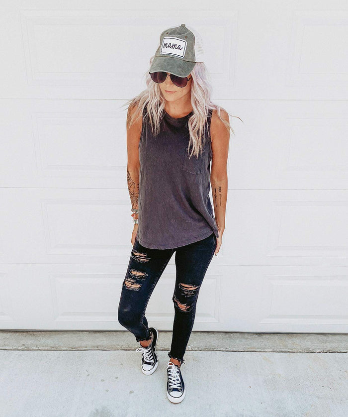 Forest Green Mama Patch Vintage Trucker Hat