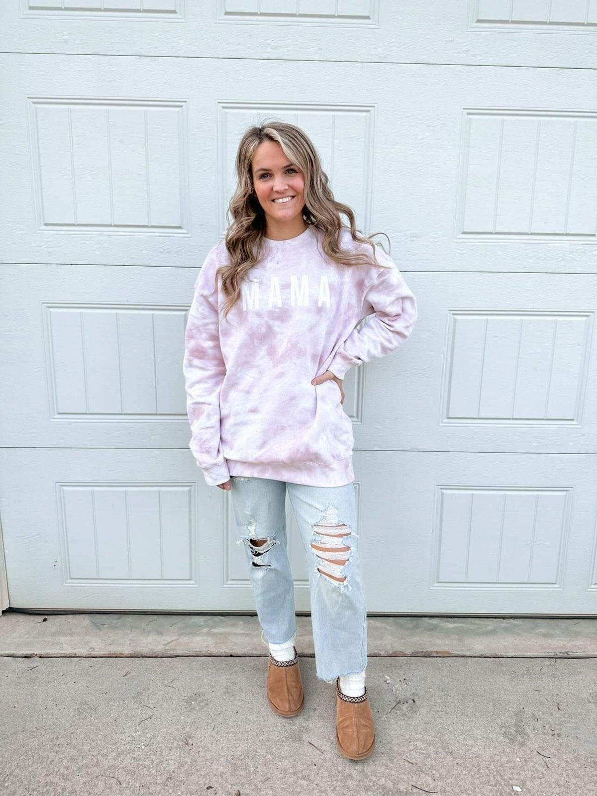 Ash Pink Tie Dye Mama Crew