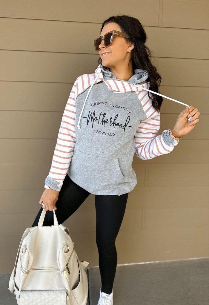 Caffeine and Chaos Stripe Hoodie