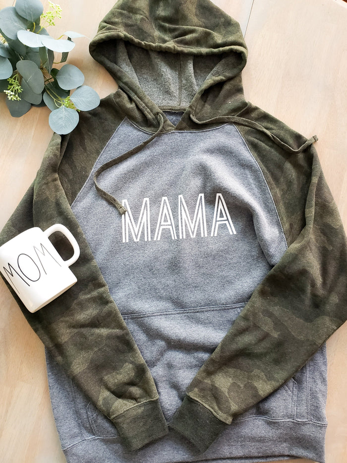 MAMA Camo and Grey Hoodie -