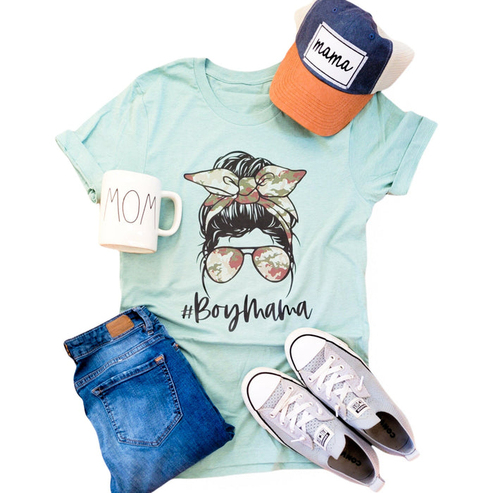 Messy Bun Boy Mama Shirt