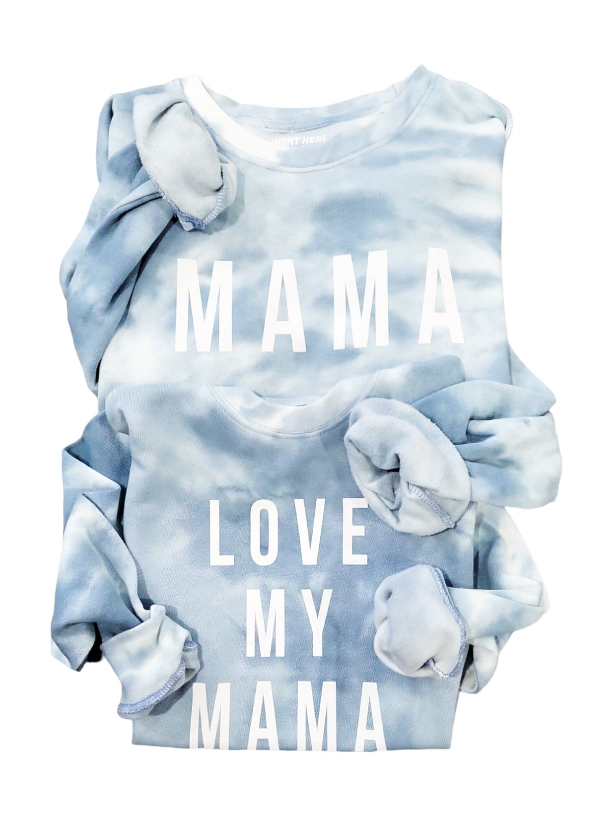Blue Tie Dye Matching Sweatshirt Set