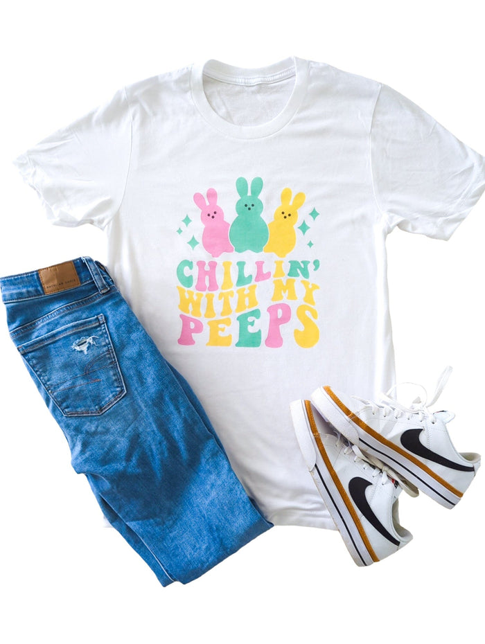 Rainbow Chillin With My Peeps Adult Tee