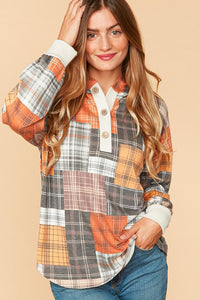 Plaid Patchwork Hooded
