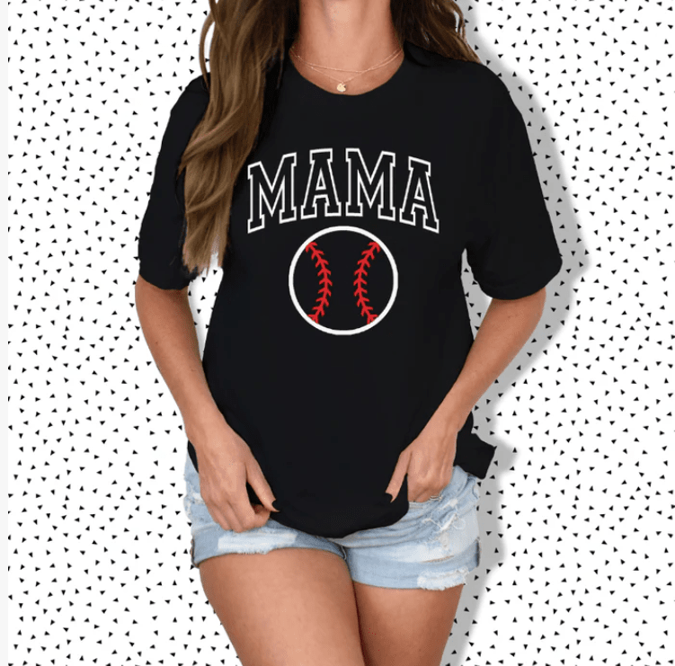 Puff Paint Baseball Softball Mama Tee
