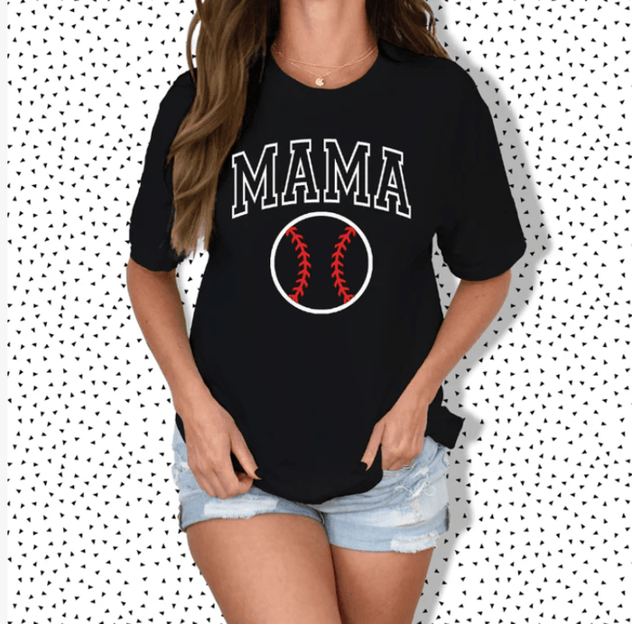 Puff Paint Baseball Softball Mama Tee