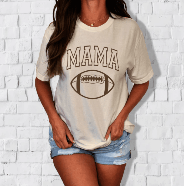 Puff Paint Football Mama Tee