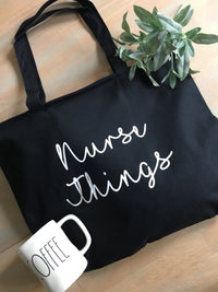 Nurse things Tote bag • Nurse Black Canvas Tote Bag -