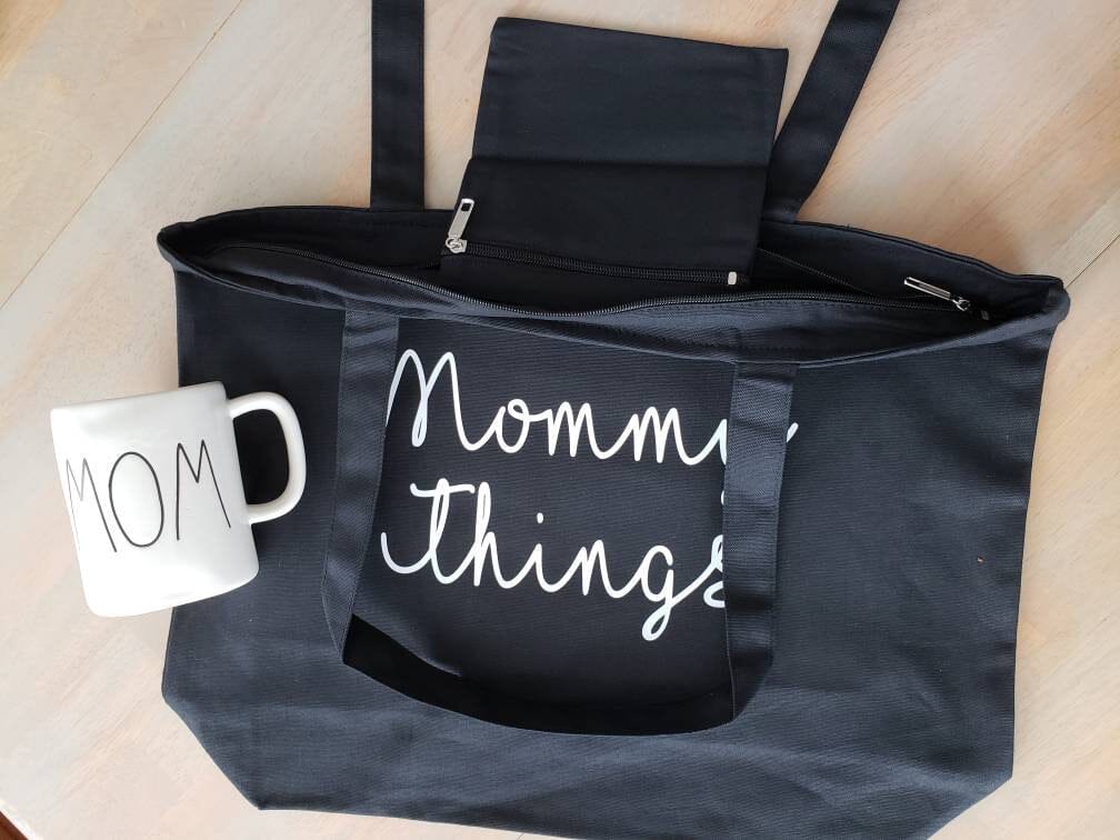 Mommy Things Bag • Mommy Things  Black Canvas Tote Bag -