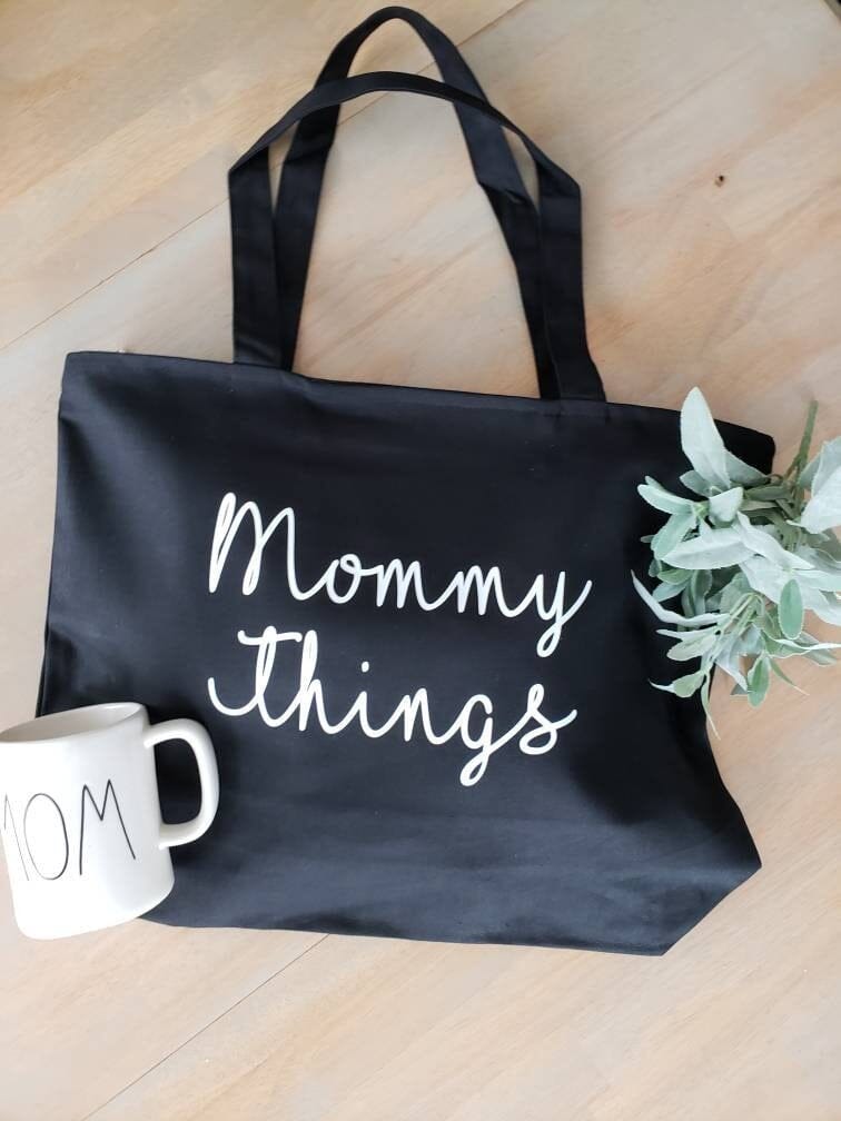 Mommy Things Bag • Mommy Things  Black Canvas Tote Bag -