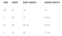 Kids sizing chart