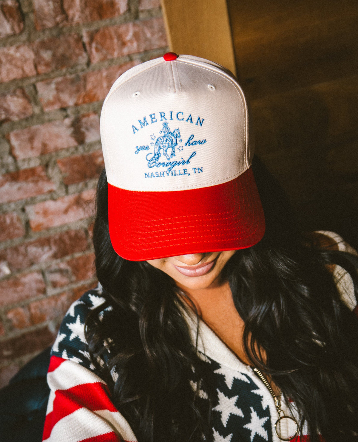 American Cowgirl - Red Vintage Trucker Hat