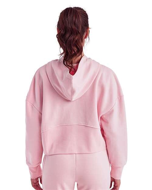 Pink Half Zip Hooded Crop