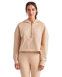 Nude Half Zip Hooded Crop