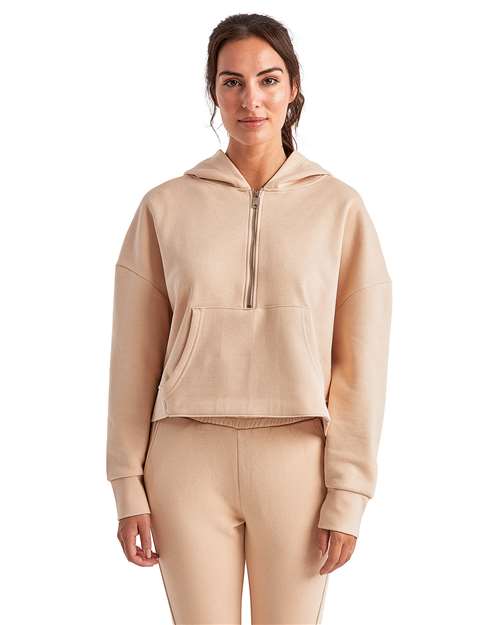 Nude Half Zip Hooded Crop