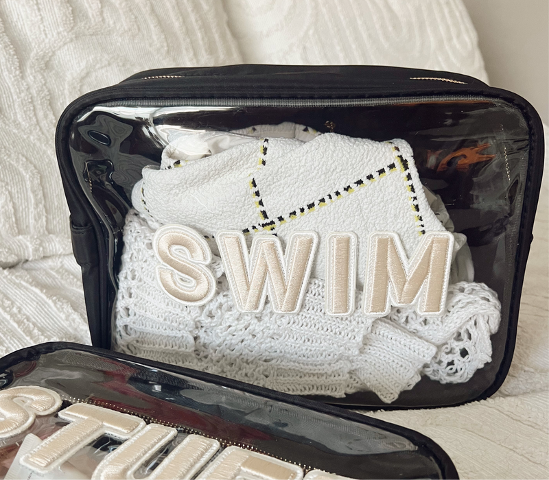 Swim Clear XL - Black w Beige Rolled Patches