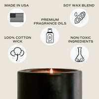 Hello Fall Soy Candle - Black Stoneware Jar - 12 oz