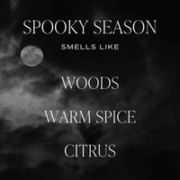 Spooky Season Soy Candle - Patterned 9 oz - Clear Jar (Cozy Season)