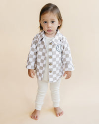 Cotton Shacket | Smiley Checkered Latte