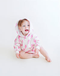 Hooded Bubble Romper | Pink Bolts